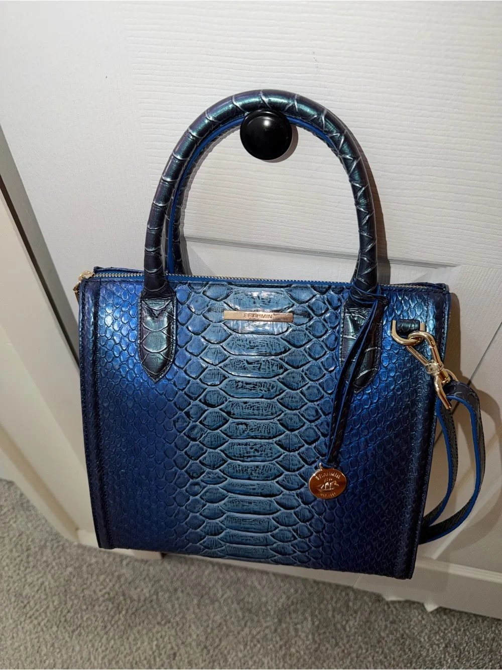 Brahmin Small Carolina Electric Blue Ateague Satchel